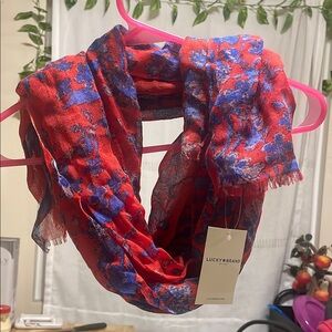 Lucky Brand Red and Blue Patterned Scarf